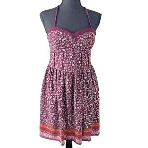 Womens Xhilaration Babydoll Crochet Back Dress Size M Floral Hippie Festival Y2K